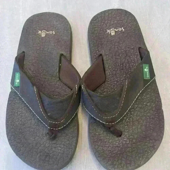 Sanuk Youth Root Beer Cozy Brown Flip Flop Sandals Thongs SZ 13/1 - Picture 4 of 5